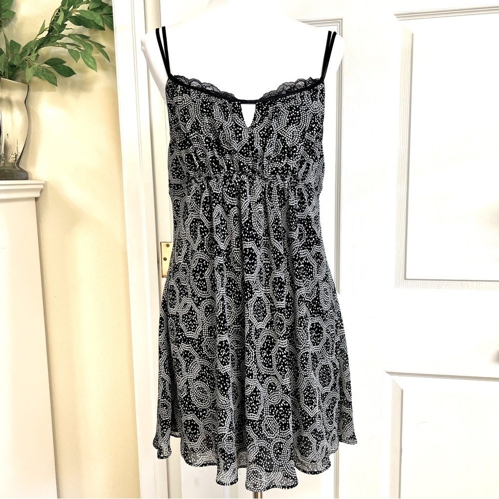 Oscar De La Renta Y2K babydoll Women’s black floral lace slip dress Pink Label L - Picture 2 of 9